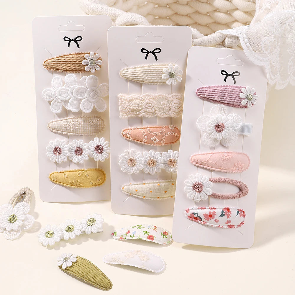Baby Girl Hair Clips 5-Pack - Mini Bow & Floral Clips