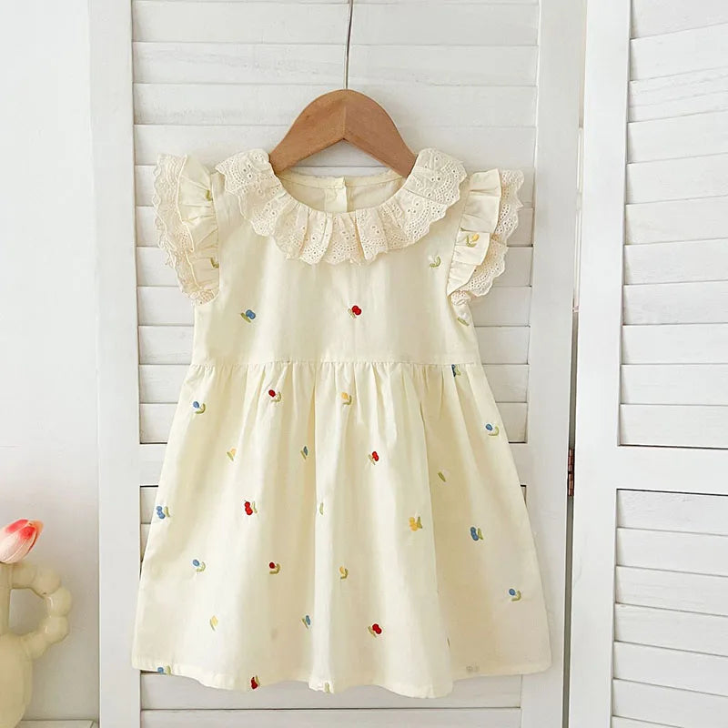 Summer Princess Dress for Girls - Cotton Embroidery Dress - MamaNest