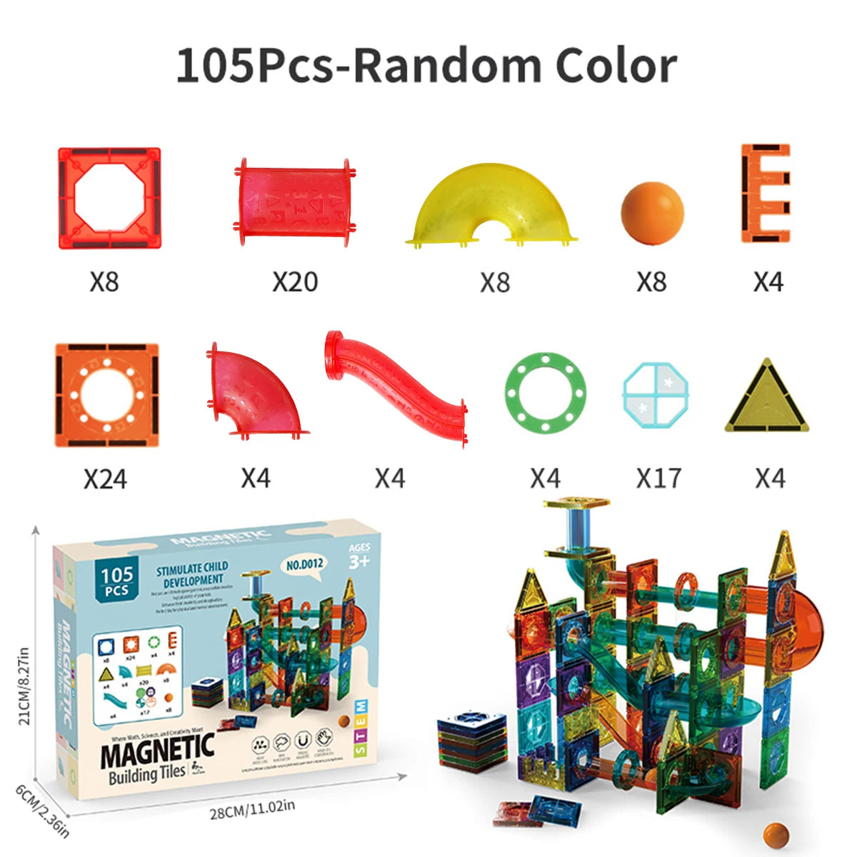 Magnetic Building Blocks - 3D STEM Educational Toys with Marble Run