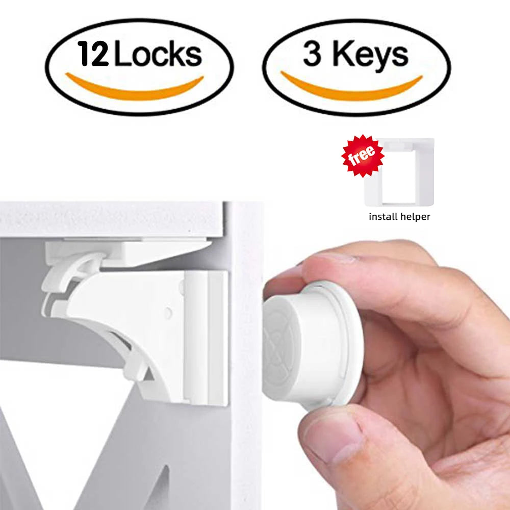 Magnetic Child Safety Locks - Cabinet & Drawer Latches (4-20 Pack) - MamaNest