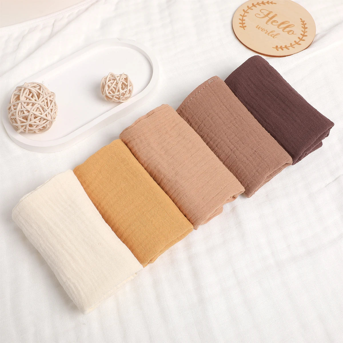 Baby Cotton Washcloth Set 5-Pack - 6-Layer Gauze Towels - MamaNest