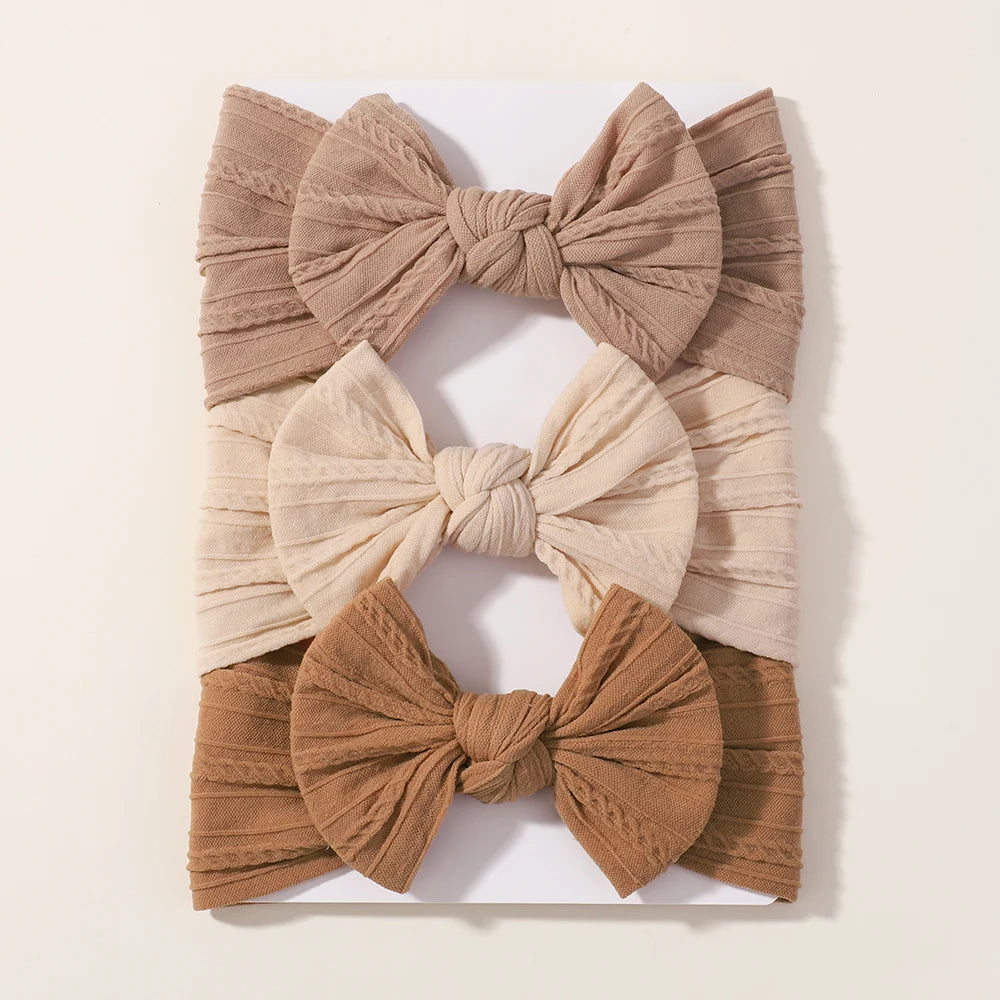 Baby Headbands 3-Pack - Soft Nylon Bow Turban Headwraps - MamaNest