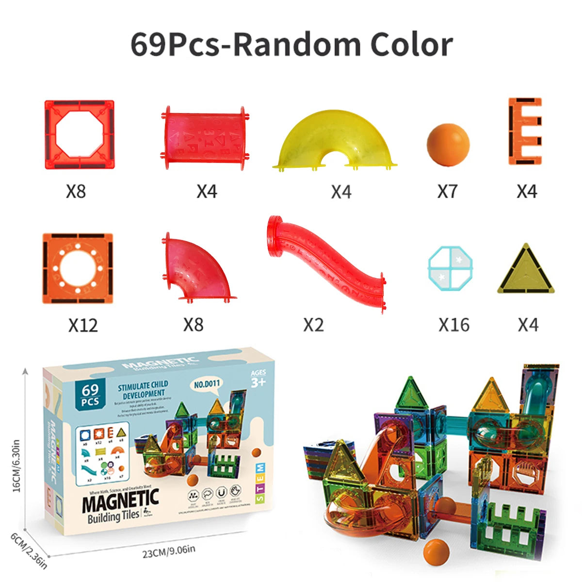 Magnetic Building Blocks - 3D STEM Educational Toys with Marble Run