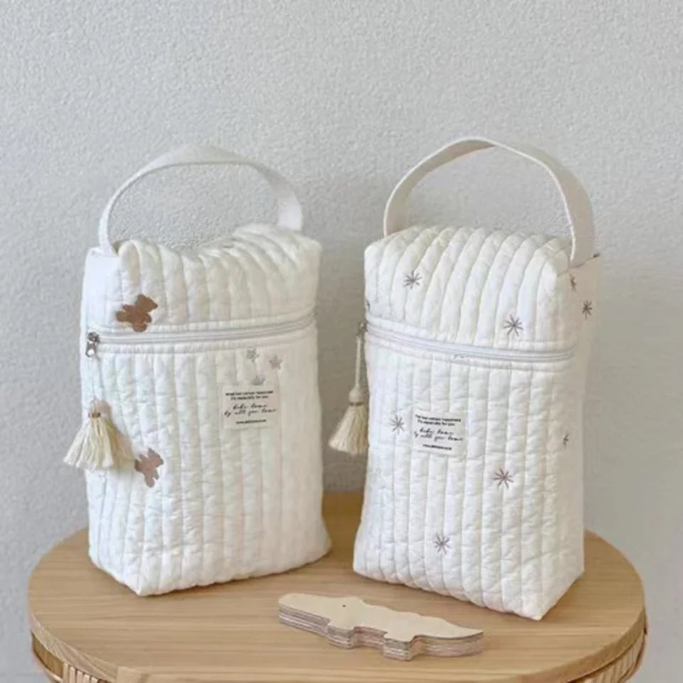 Stroller Organiser Bag - Quilted Nappy Caddy with Pockets