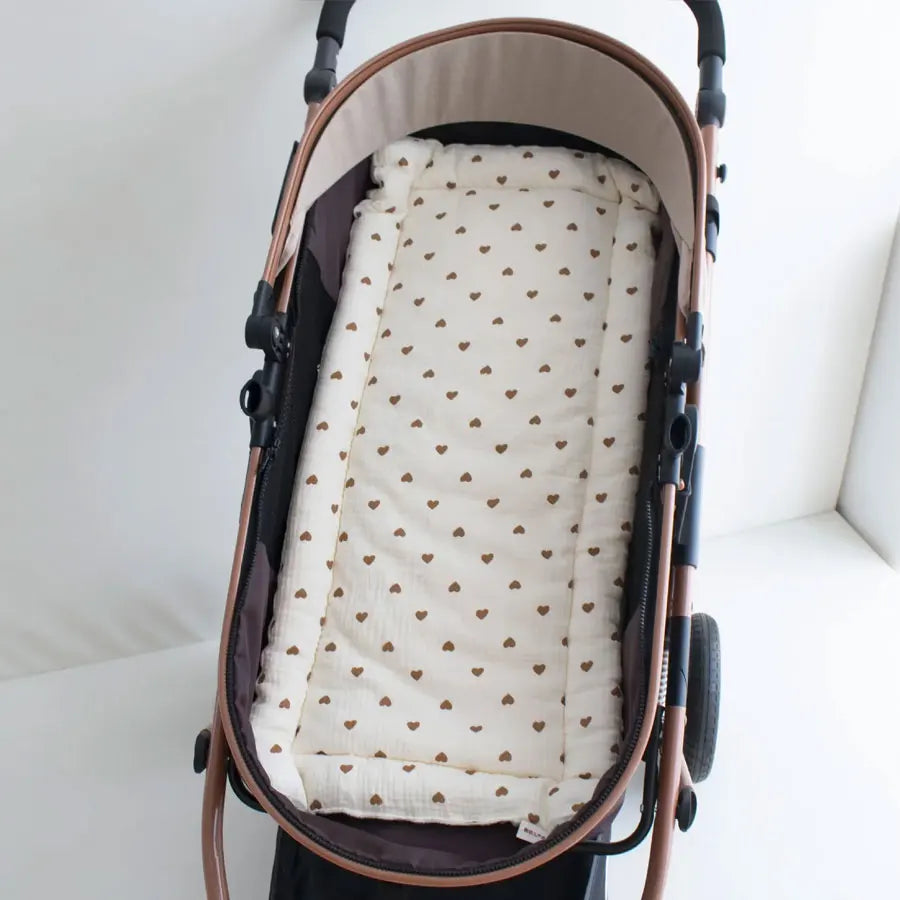 Baby Stroller Cushion - Soft Cotton Seat Liner with Straps - MamaNest