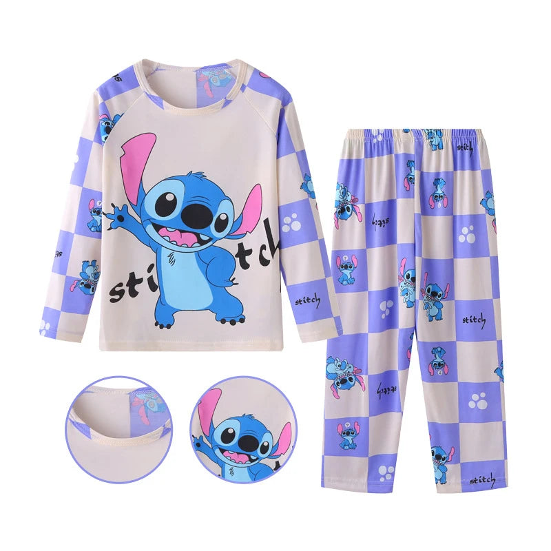 Kids Stitch Pajama Set – Long Sleeve Cotton Sleepwear for Boys &amp; Girls (Spring/Autumn) - MamaNest