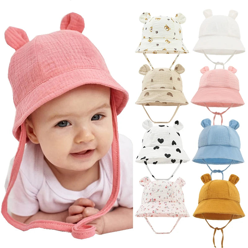 Muslin Baby Sun Hat - Breathable Cotton Summer Cap (3-12 Months) - MamaNest
