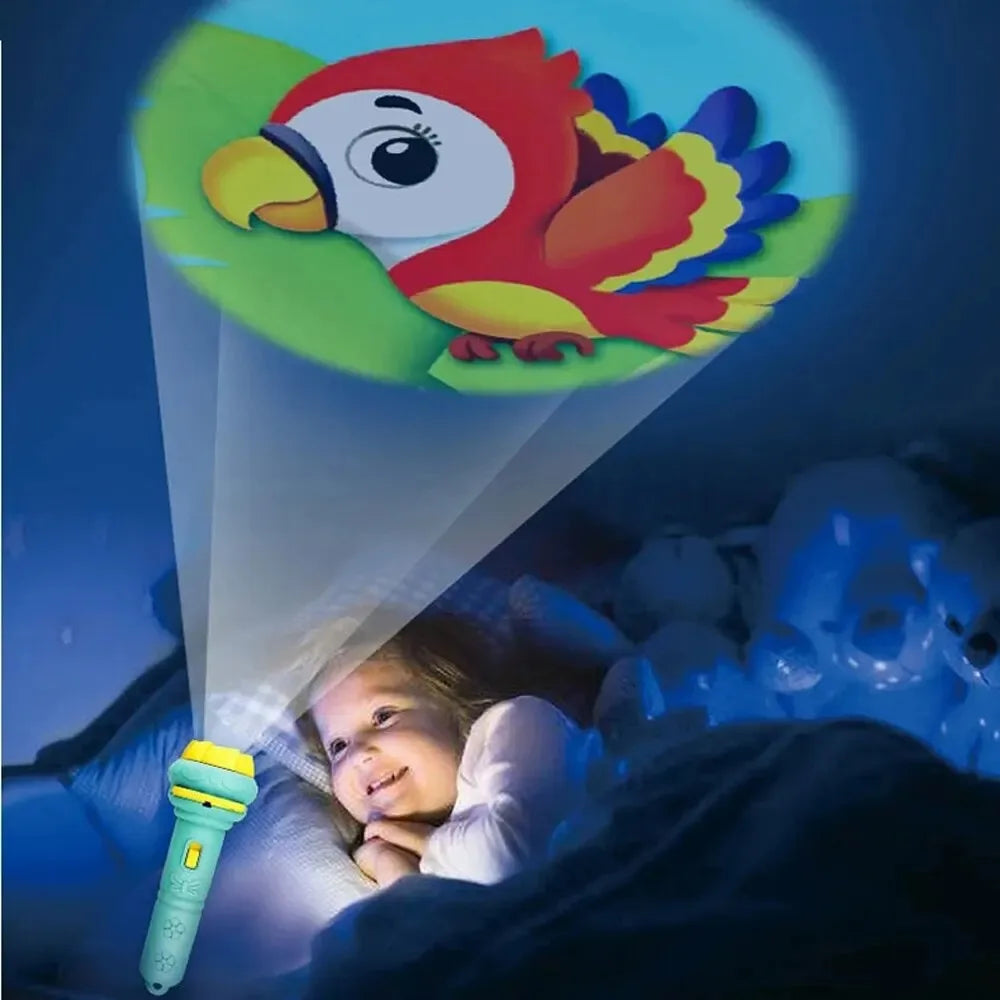 10Pcs Cartoon Projector Flashlight Cards, Creative Kids Flashlight Toy Projector for Children, Bedtime Story Toy for Babies