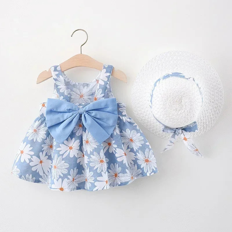 Girls Floral Princess Dress - Summer Bow Dress (0-3 Years) - MamaNest