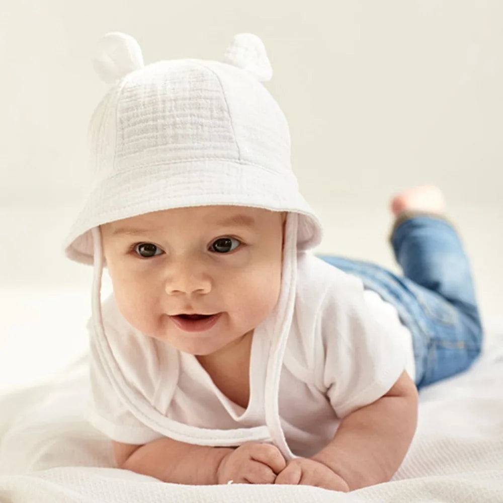 Muslin Baby Sun Hat - Breathable Cotton Summer Cap (3-12 Months) - MamaNest
