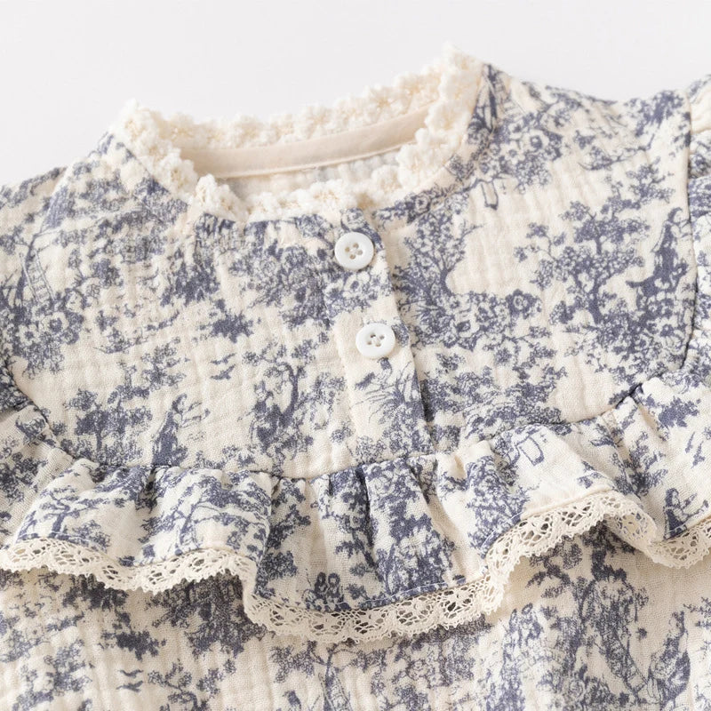 Baby Girl Romper Set - Korean Style Cotton Print with Hat 0-24M - MamaNest