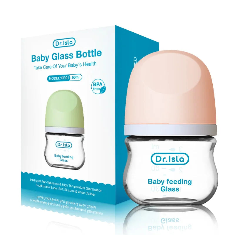 Anti-Choke Glass Baby Bottle - Anti-Colic 90ml/160ml (0-3 Months) - MamaNest
