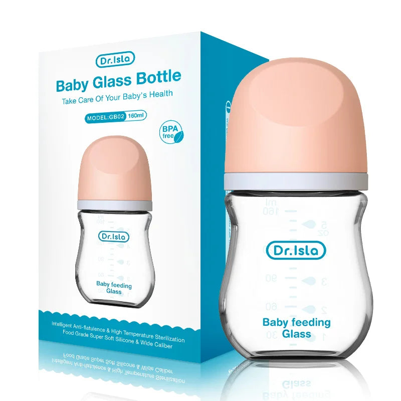 Anti-Choke Glass Baby Bottle - Anti-Colic 90ml/160ml (0-3 Months) - MamaNest