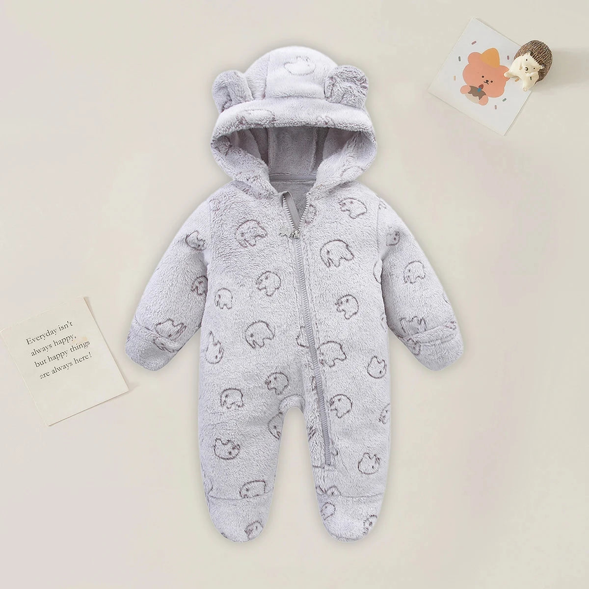 Newborn Flannel Romper - Soft Cartoon Baby Jumpsuit for Autumn Winter - MamaNest
