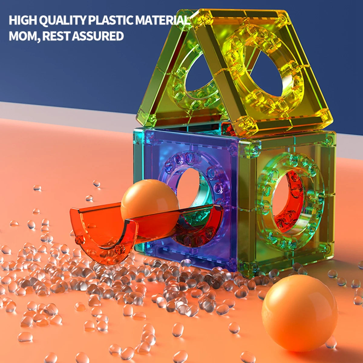 Magnetic Building Blocks - 3D STEM Educational Toys with Marble Run
