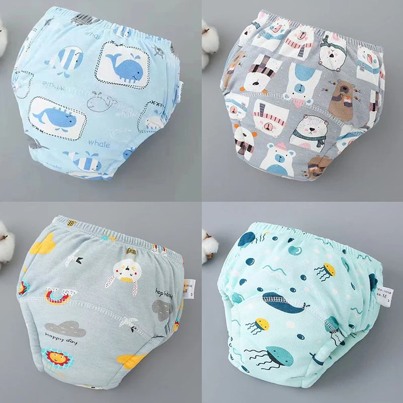 4PCS Baby Waterproof Diapers Pee Shorts Underwears Reusable Soft Ecological Cotton Toddler Potty Training Pants For Boys Girls - MamaNest