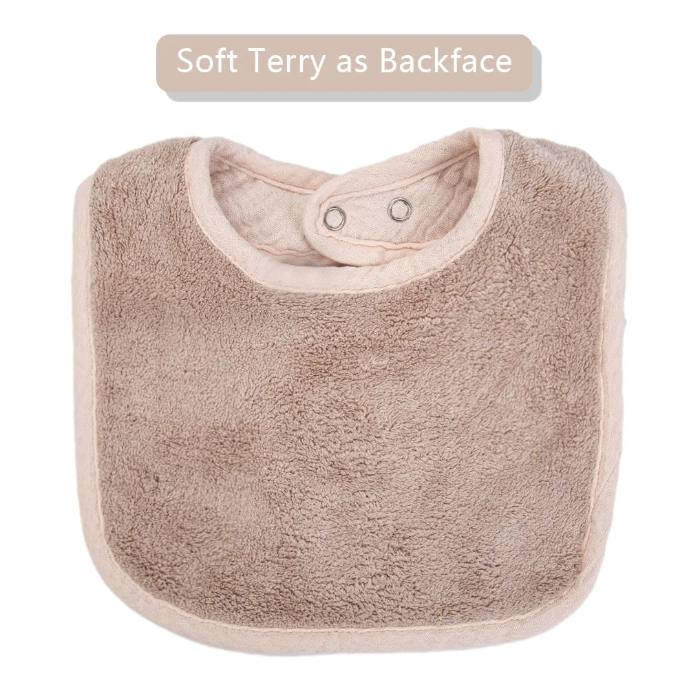 Cute Bear Baby Bibs - Muslin Cotton Feeding Bib with Absorbent Pockets - MamaNest