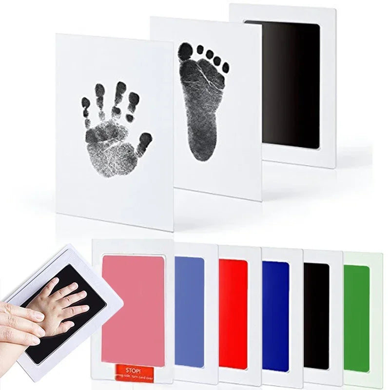 Baby Footprints Handprint Non-toxic Safe No Touch Skin Inkless Ink Pads Kits for 0-10 Months Newborn Pet Dog Footprint Souvenir