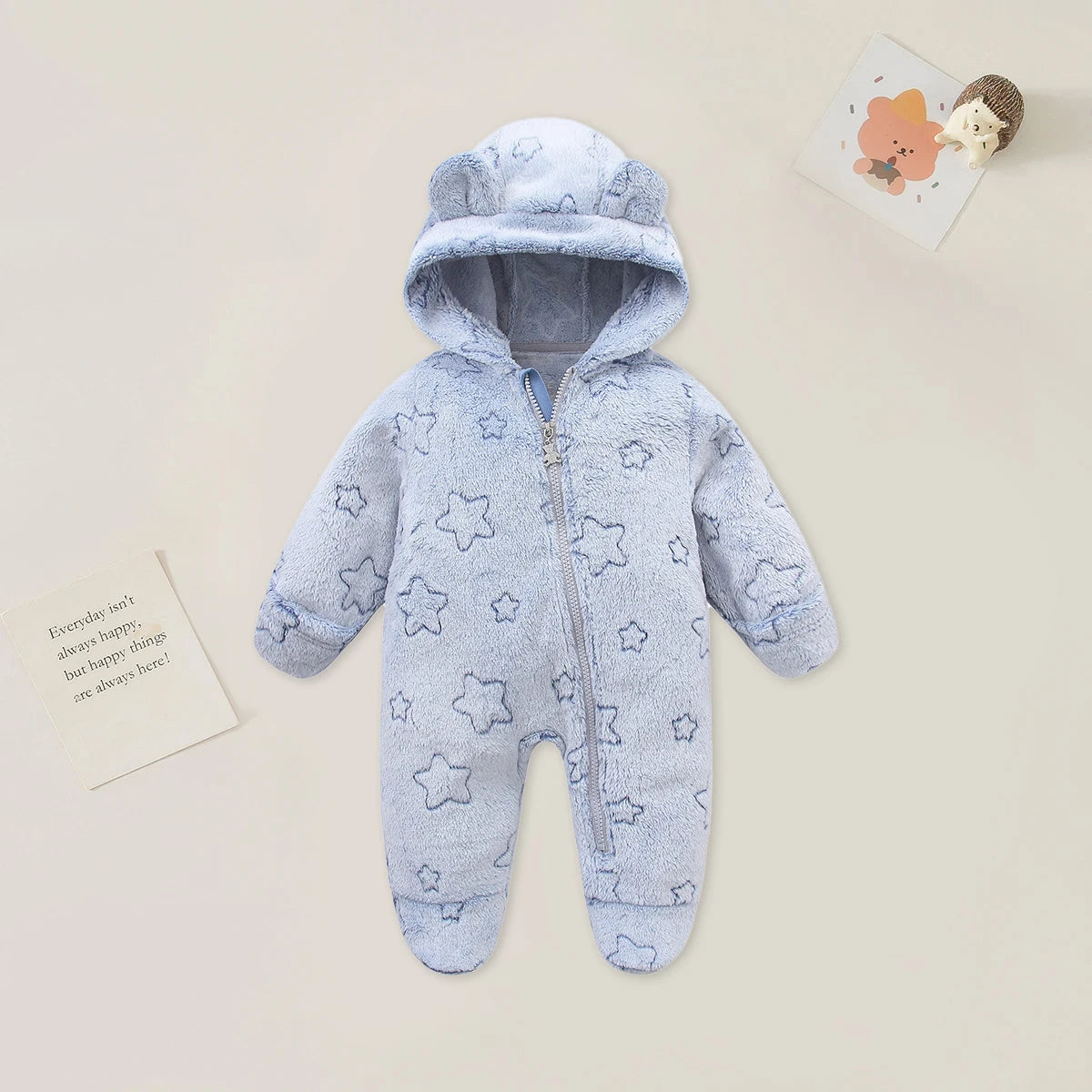 Newborn Flannel Romper - Soft Cartoon Baby Jumpsuit for Autumn Winter - MamaNest