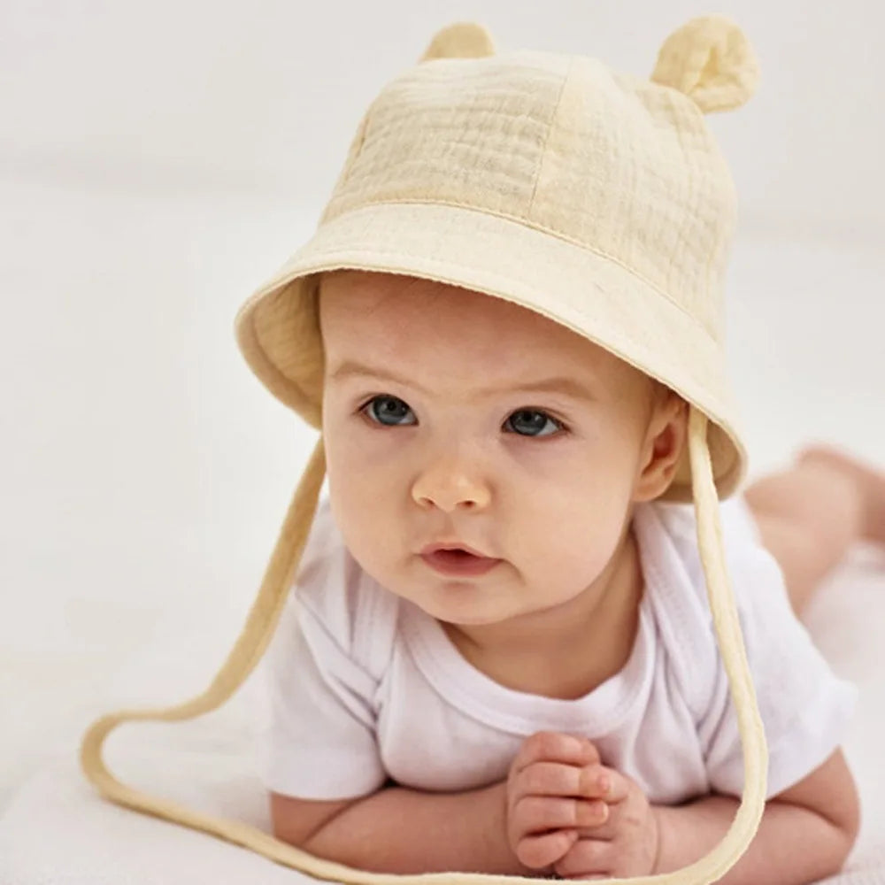 Muslin Baby Sun Hat - Breathable Cotton Summer Cap (3-12 Months) - MamaNest