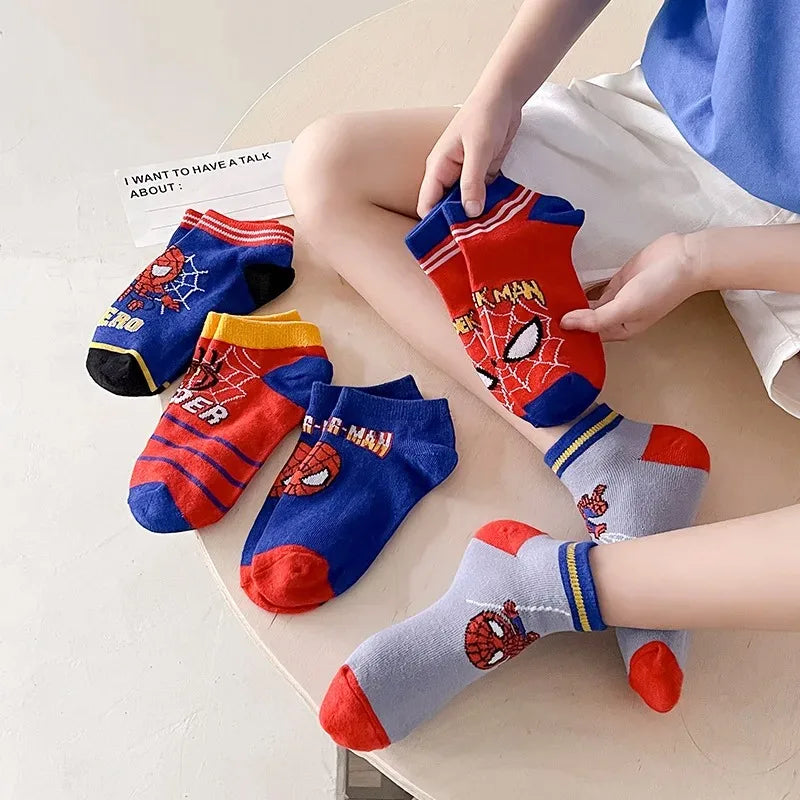Kids Cartoon Socks 5-Pack - Spider-Man & Superhero Mesh Socks - MamaNest