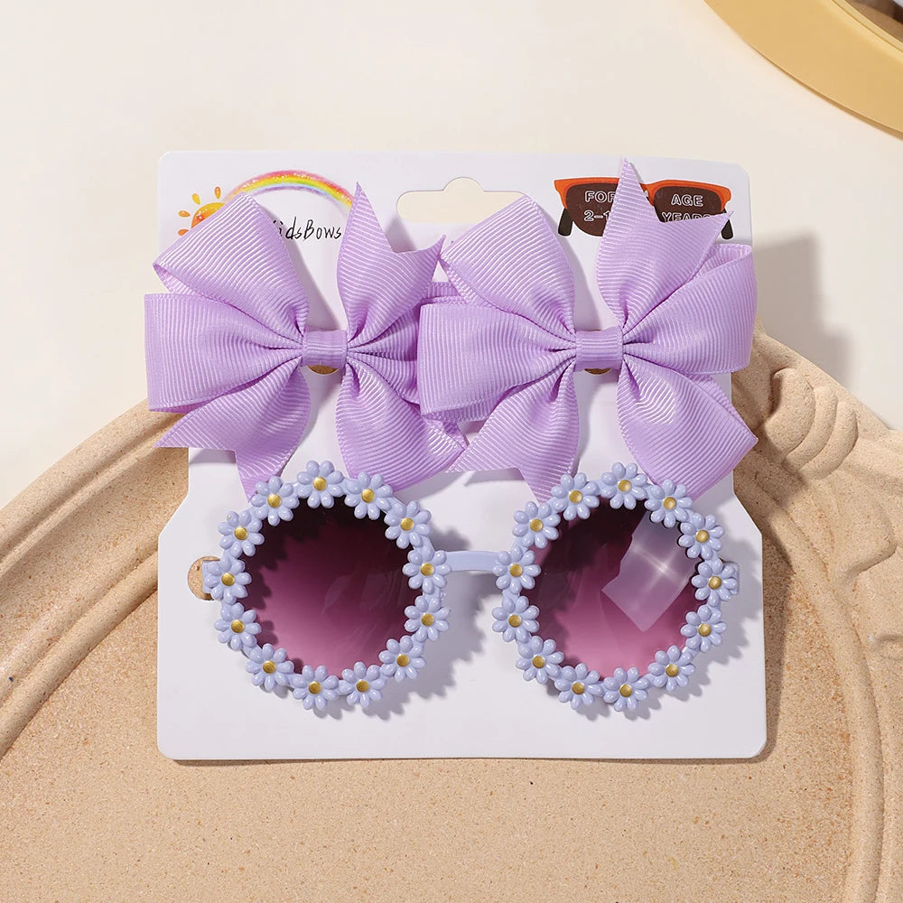 Girls Hair Clip Set 3-Piece - Bow & Sunglasses Accessories - MamaNest