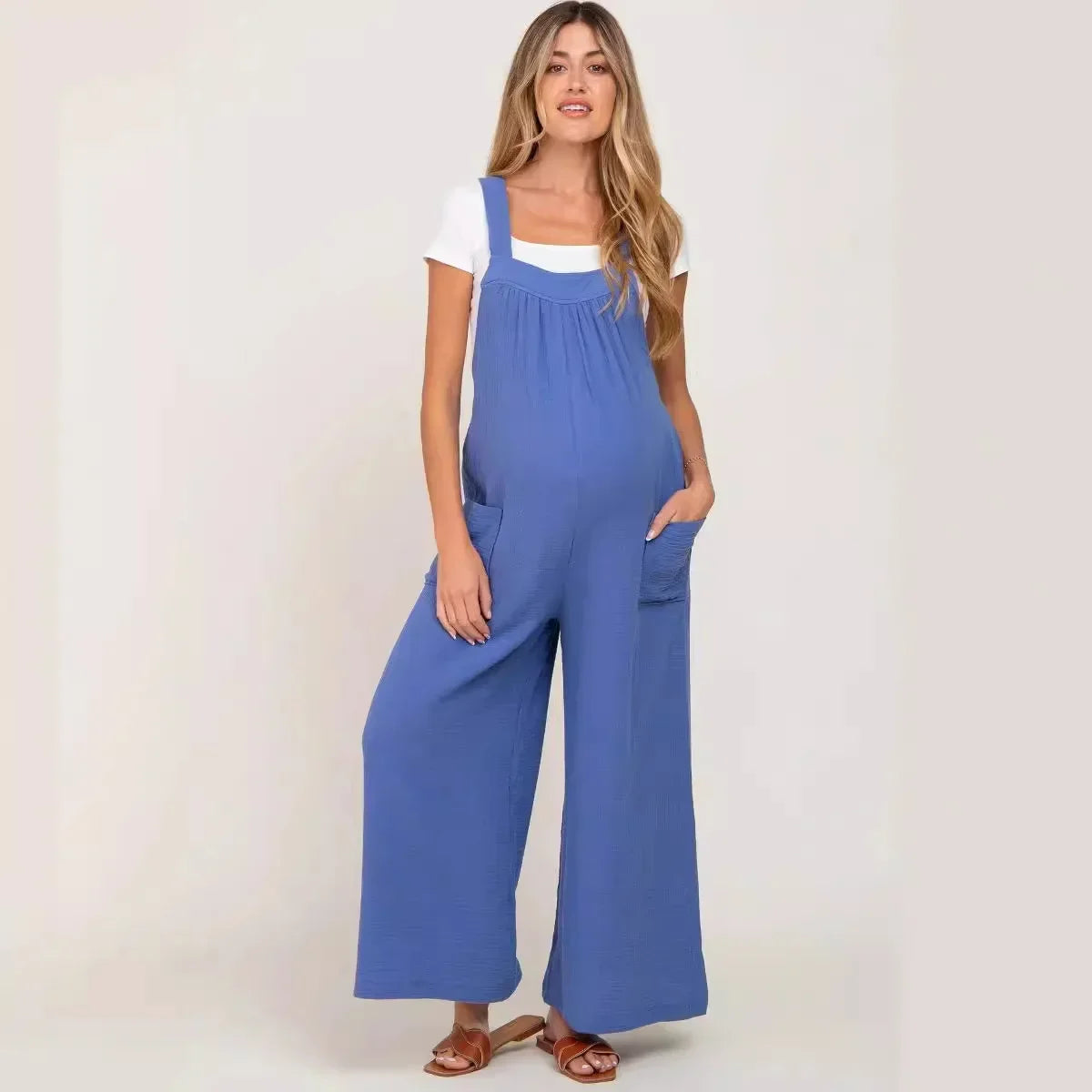 Maternity Wide Leg Pants - Belted Spring Summer Trousers - MamaNest
