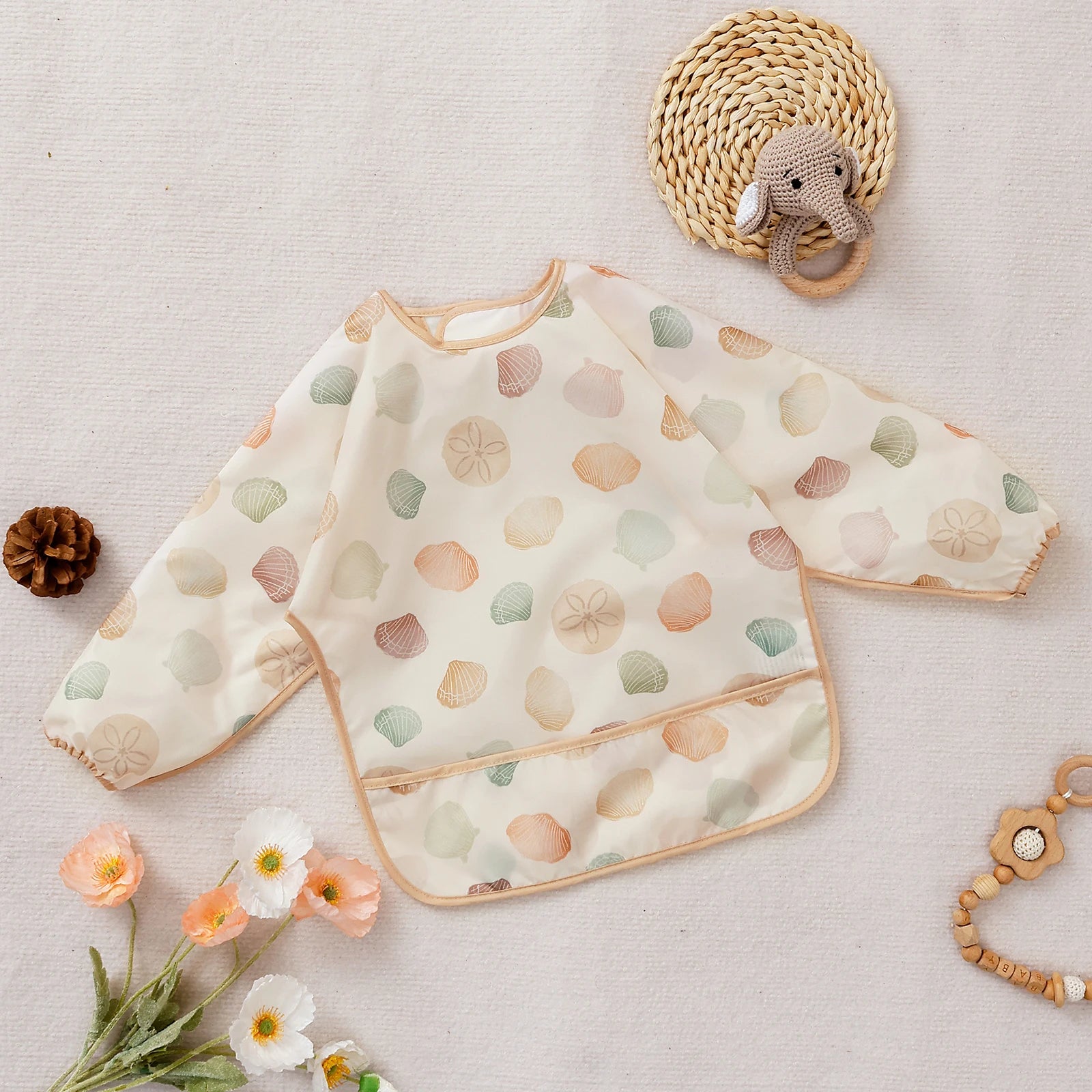 Waterproof Baby Bib with Long Sleeves - Full Coverage Feeding Apron - MamaNest