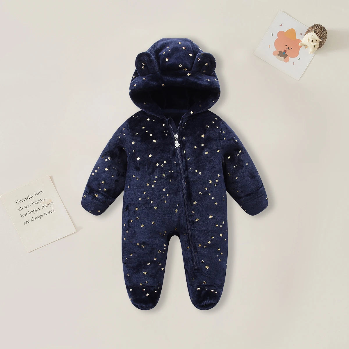 Newborn Flannel Romper - Soft Cartoon Baby Jumpsuit for Autumn Winter - MamaNest
