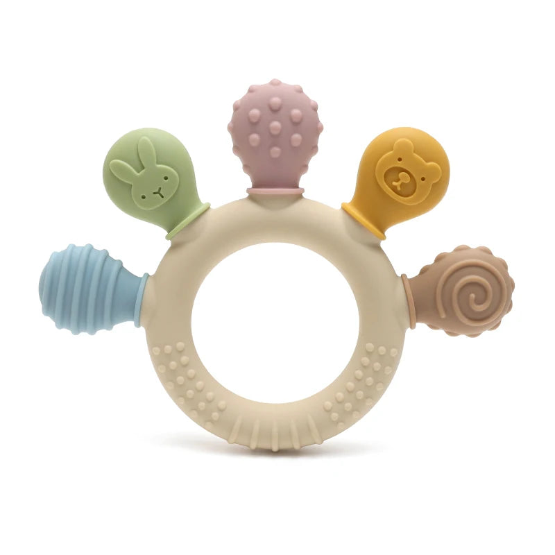 Silicone Baby Teething Ring - Multicolor Gum Relief Toy (0-12M) - MamaNest