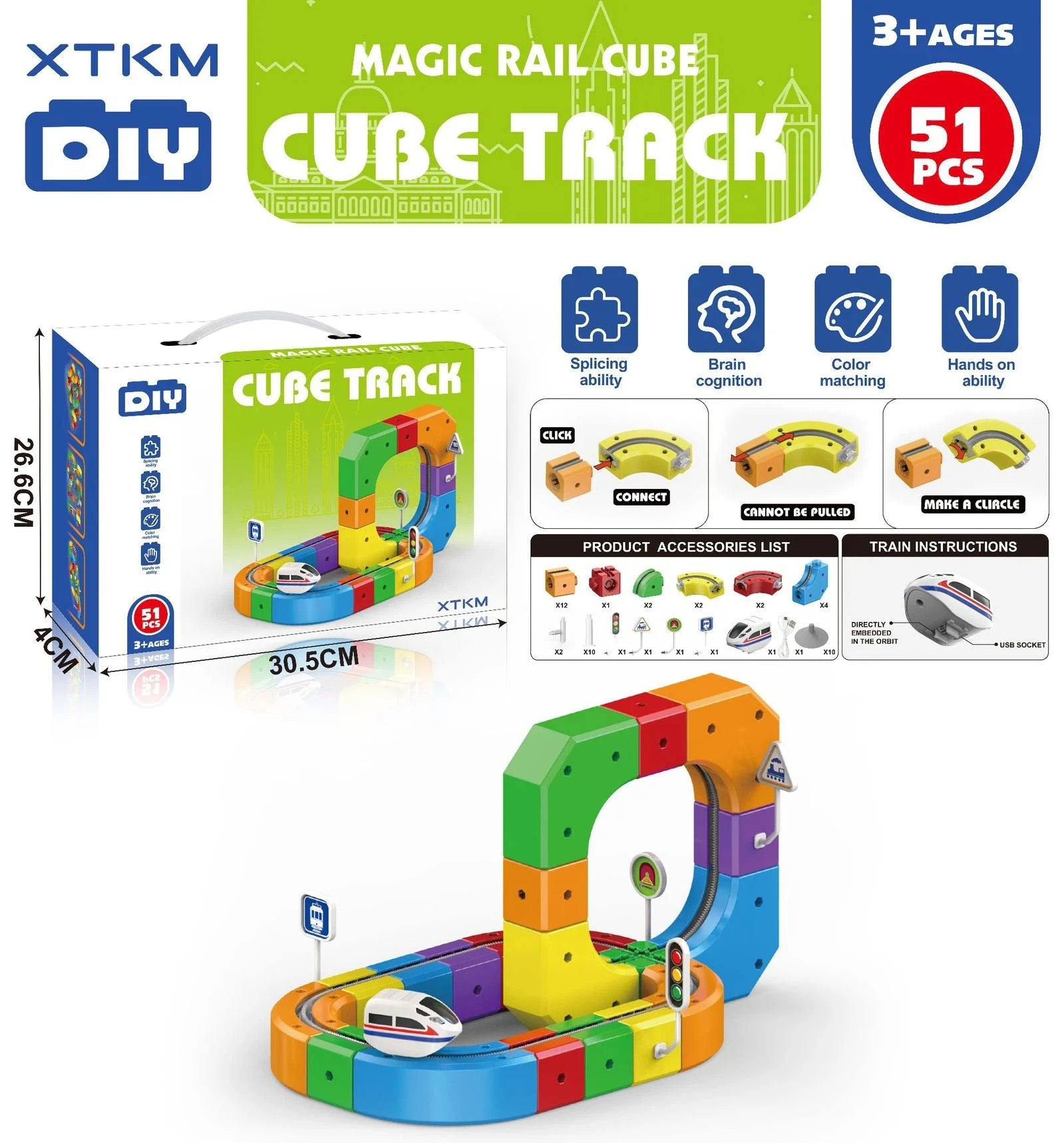 Magic Track Train Set 51/118 Pieces - Educational Rail Car Toy - MamaNest