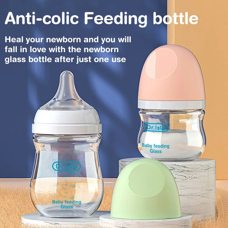 Anti-Choke Glass Baby Bottle - Anti-Colic 90ml/160ml (0-3 Months) - MamaNest