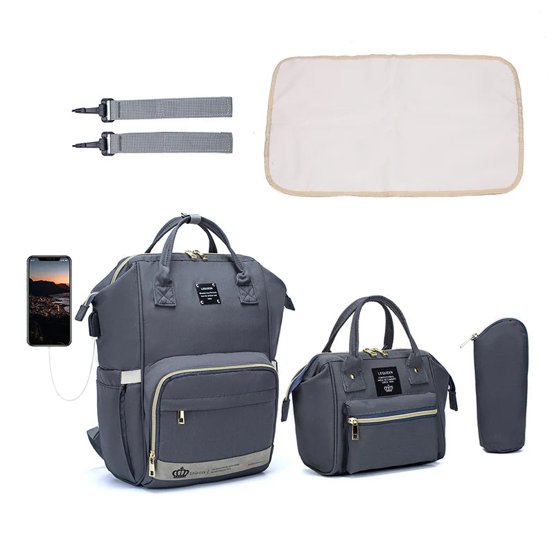 5 Piece Diaper Bag Set - Complete Nappy Bag System - MamaNest