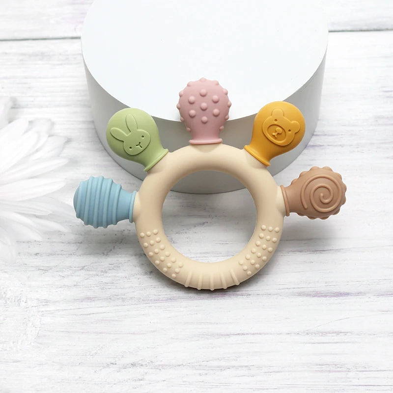 Silicone Baby Teething Ring - Multicolor Gum Relief Toy (0-12M) - MamaNest