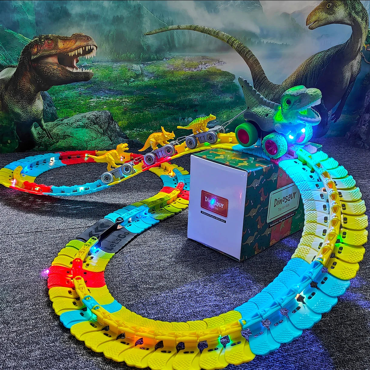 Flexible Track Dinosaur Car Set - 46-101 Pieces Educational Toy - MamaNest