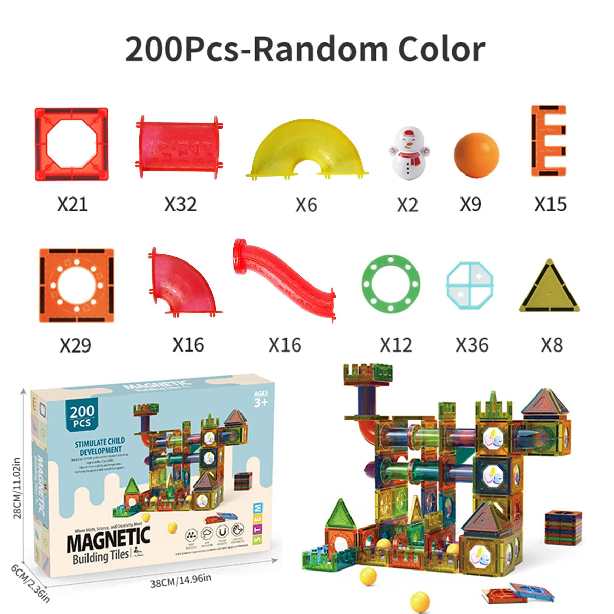Magnetic Building Blocks - 3D STEM Educational Toys with Marble Run