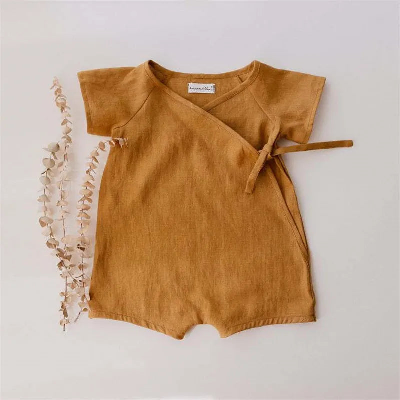 Linen Cotton Baby Romper - Summer Infant Bodysuit Jumpsuit 0-24M - MamaNest