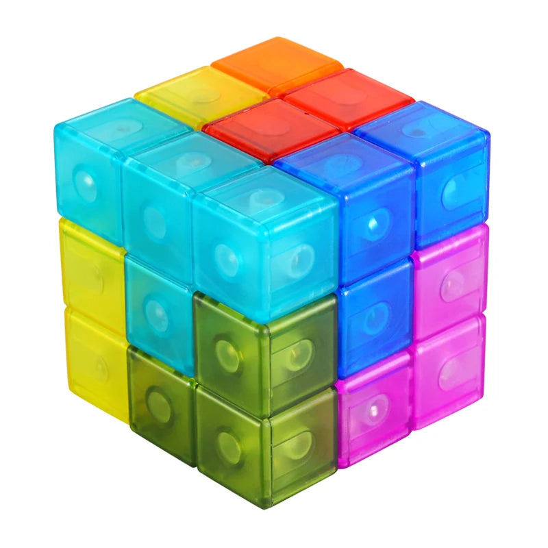 Magnetic Cube Building Blocks - 3D Puzzle Set with 54 Guide Cards - MamaNest