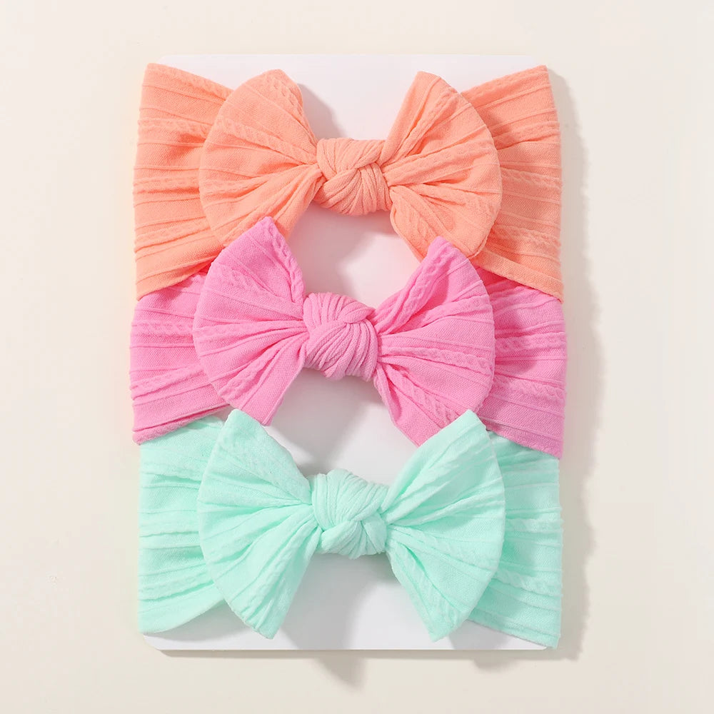 Baby Headbands 3-Pack - Soft Nylon Bow Turban Headwraps - MamaNest