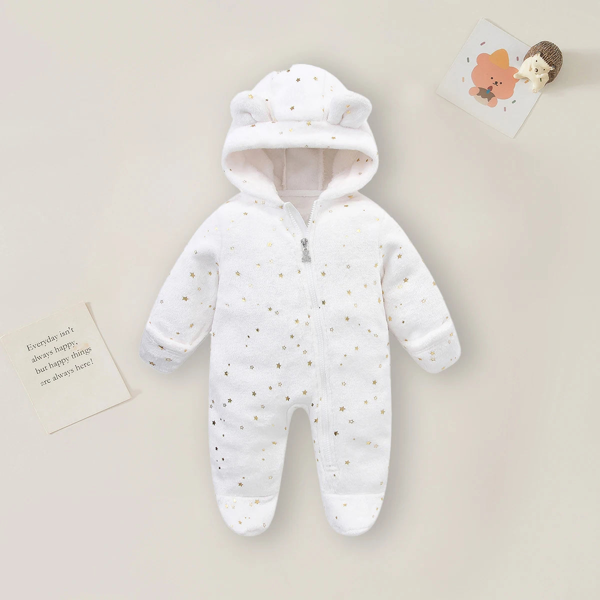 Newborn Flannel Romper - Soft Cartoon Baby Jumpsuit for Autumn Winter - MamaNest