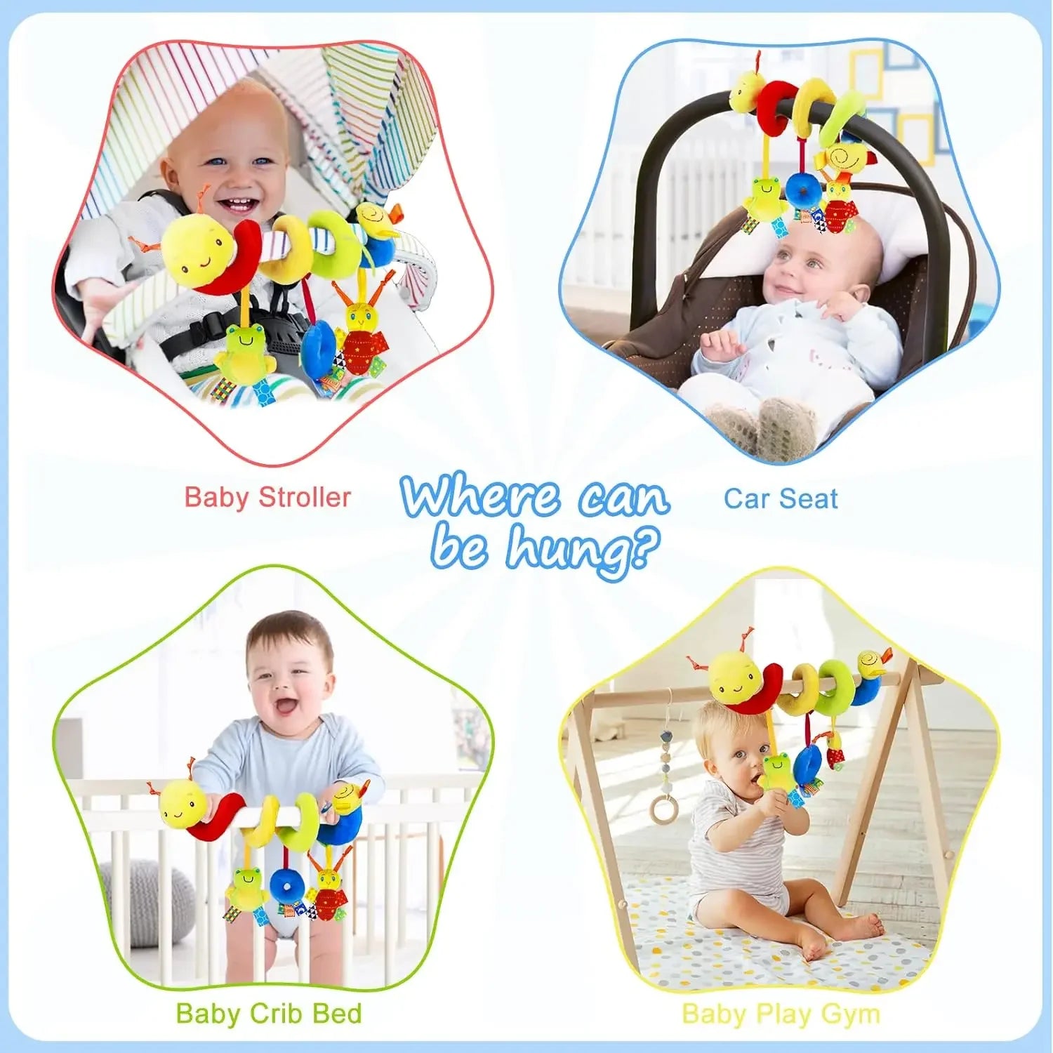 Plush Spiral Crib Toy - Hanging Activity Toy for Car Seat & Stroller - MamaNest